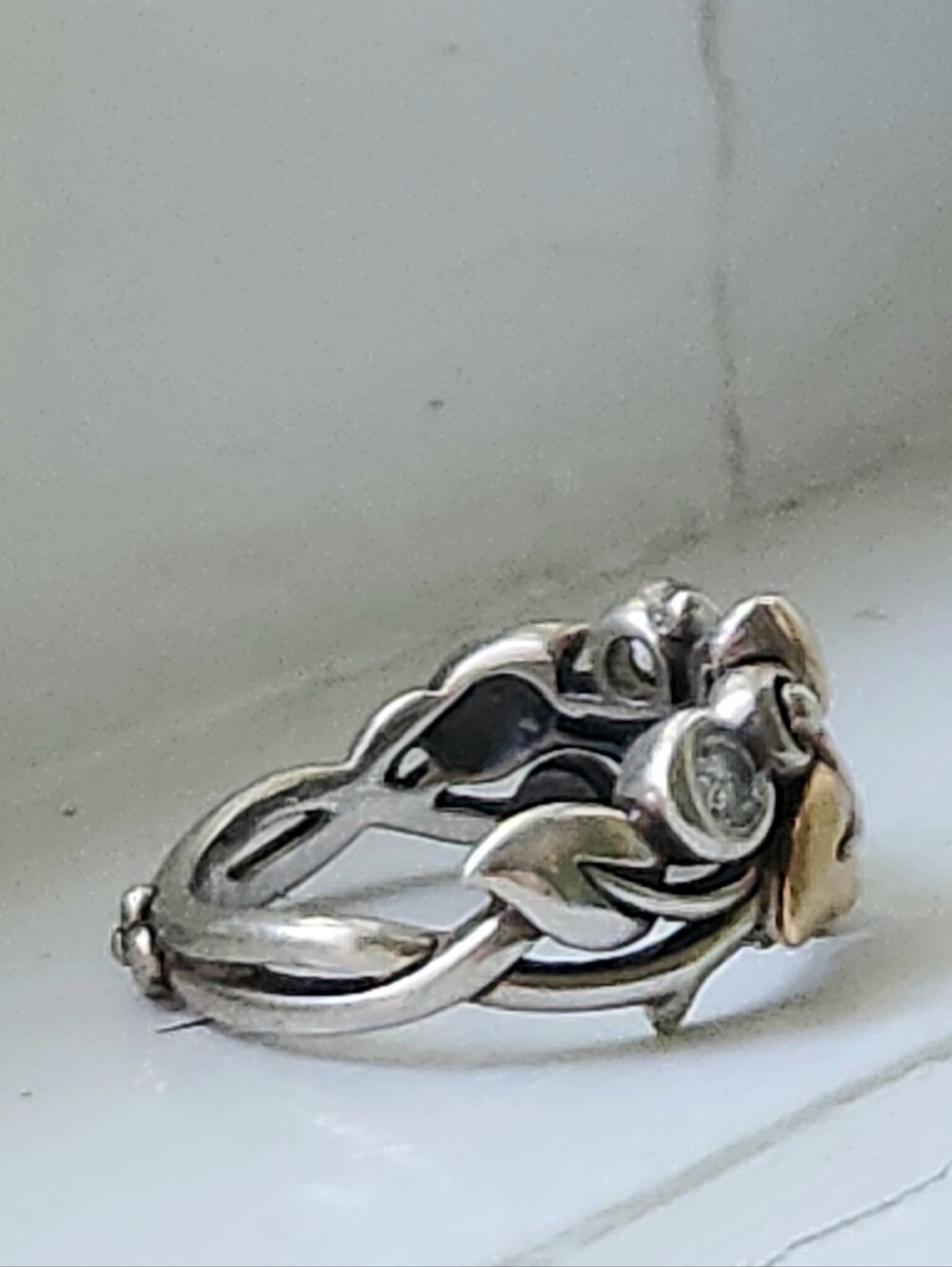 BARBARA BIXBY 18K STERLING VINE & WHITE TOPAZ RING SIZE 8 - Picture 9 of 11